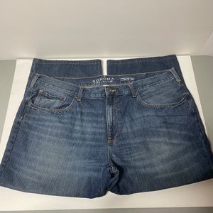 Mens Sonoma Jeans- Regular Straight Sz44x32 Wide Leg Medium Wash Measurements